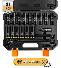 BOEN Pro 1/2" Drive Metric Deep Impact Socket Set, 21-Piece CR-MO &CR-V Steel, Upgraded Torque & Durability, 10mm-24mm, Includes Extension Bars, Universal Joint, Adapter – Meets ANSI