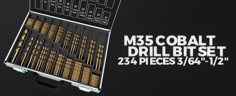 Cobalt Drill Bit Set, 115Pcs M35 High Speed Steel Bits for Hardened Metals, Stainless Steel, Cast Iron and Wooden Plastics, with Metal Index Storage Box