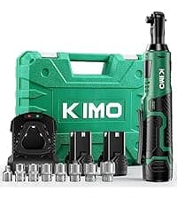 KIMO Impact Wrench 1/2, Max Torque 406ft-lbs (550N.m) & 3000RPM /Premium Brake Stop, 9-Piece Drill & Serewdriver Set, 4 Sockets, Cordless Impact Wrench with 4000mAh Battery, Impact Driver for CarTires