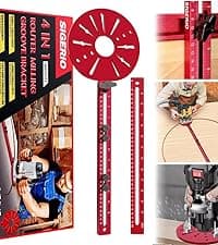 New 4 in 1 Router Milling Groove Bracket, Aluminum Alloy Router Circle Cutting Jig, Multifunctional Router Guide for Cutting Circles, Adjustable Router Jig Tool for Woodworking (Rose Red)