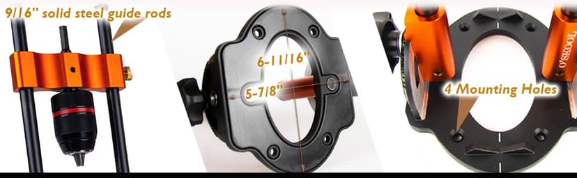 O'SKOOL Multi-Angle Drill Guide for Cordless Drills, Adjustable from 0° to 60° for Flat and Round Workpieces