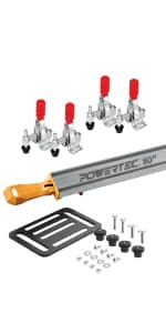 POWERTEC 24, 36, 50 Inch Circular Saw Guide/Straight Edge Guide for Router Tool, Jigsaw, Circular Saw and Drill Press, Saw Guide for Cutting Plywood and Routing Dado Slots, 3 pk (71708)