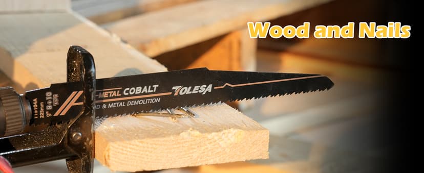 TOLESA Heavy Metal Cutting Reciprocating Saw Blades 9 Inch 14TPI for Pipe, Rebar, Bi-Metal Sabre Saw Blades 5 Pack