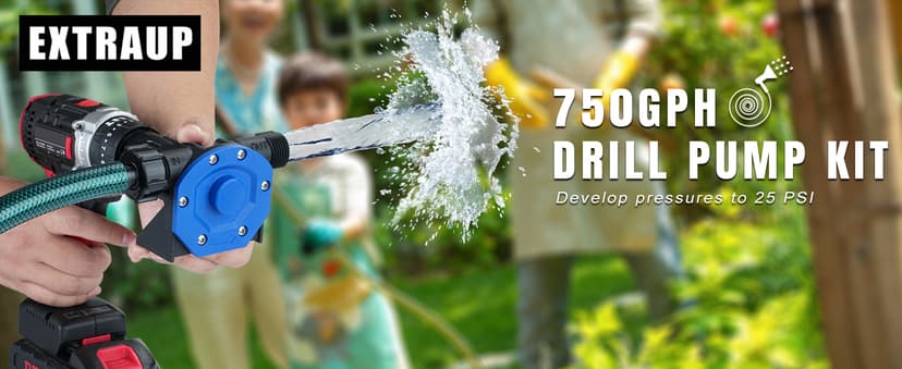 Portable Self Priming Mini Hand Drill Water Transfer Pump Kit with Suction and Discharge Hose for Water Oil Fluid Transfer