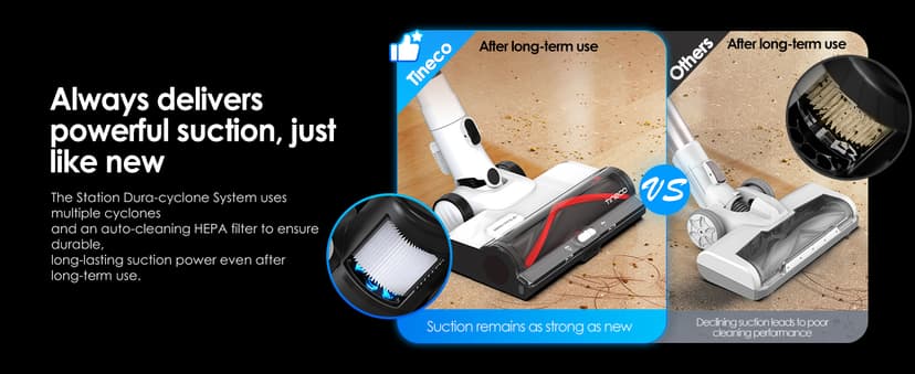 Tineco Pure ONE Station 5 Cordless Smart Vacuum with 2.5L Auto Dust Base, Full-Path Self-Cleaning, 175W Suction, ZeroTangle Tech, iLoop Smart Sensor, Suitbale for Hard Floor & Carpet