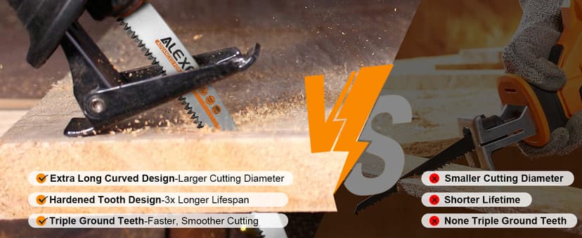 Japanese Teeth Sawzall Blades for Tree Trimming, 15 Inch Curved Edge Pruning Reciprocating Saw Blades 6TPI, Wood Cutting, Cr-V Sabre Saw Blades Better Wear Resistance 6 Pack