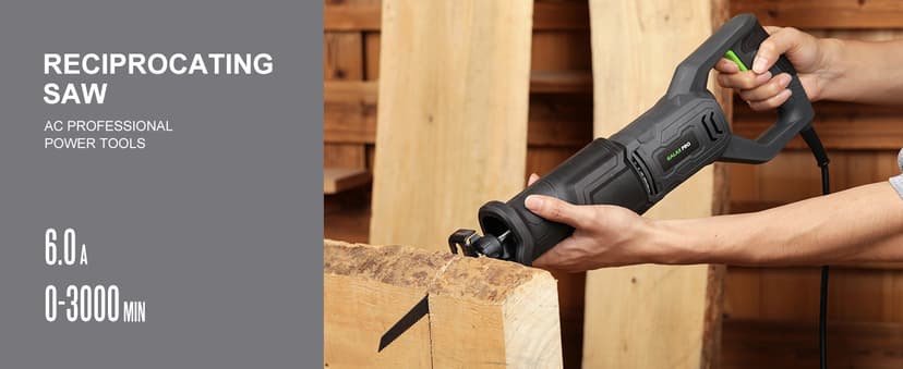 GALAX PRO 120V Reciprocating Saw, 6.0 Amp Variable Speed Corded Reciprocating Saw with1-1/8" Stroke Length, 2800RPM and 6" Max for Wood, Metal, PVC Pipe Cutting