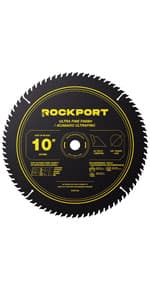 ROCKPORT Table Saw Blades 10 inch 60 Teeth - (1 Pack) 10" Table Saw Blades & 10 inch Miter Saw Blades, 5/8" Arbor, Multipupose Carbide Tip Circular Saw Blade for Fine Finish Cutting of Wood & Laminate