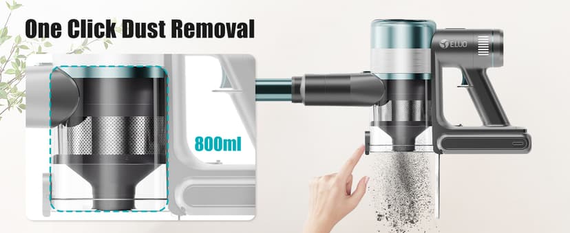 E.LUO Cordless Vacuum Cleaner, 28Kpa Vacuum Cleaners for Home, 60 Mins Runtime Stick Vacuum with Intelligent Display, Rechargeable Battery & Anti-Tangle Brush Handheld Vacuum for Floor Carpet Pet Hair