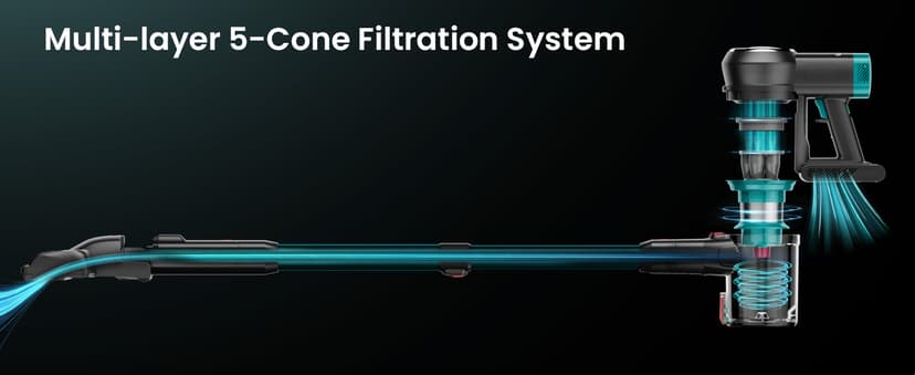 Cordless Vacuum Cleaner, 550W/45KPa Cordless Vacuum, 65 Mins Run Time, Self-Supporting Design,Stick Vacuum with OLED Display and Anti-Tangle Brush for Home, Carpets, Hard Floors and Pet Hair