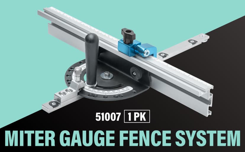 DuBois 51007 Table Saw Miter Gauge Fence System w/ 13 Precise Angle Stops & Standard 3/4”x 3/8”T-Slotted Miter Bar w/T-Slot Plate, Includes T-track Miter Fence, T-track Flip Stop, SEA/Metric Scale
