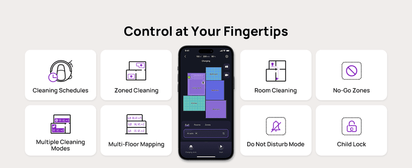 3i G10+ Robot Vacuum and Mop Combo, 18,000 Pa Suction, 60-Day Hands-Free Cleaning with Quiet Debris Compression, Smart LiDAR Navigation, Auto Extension Along Edges, Ideal for Hard Floors & Carpets