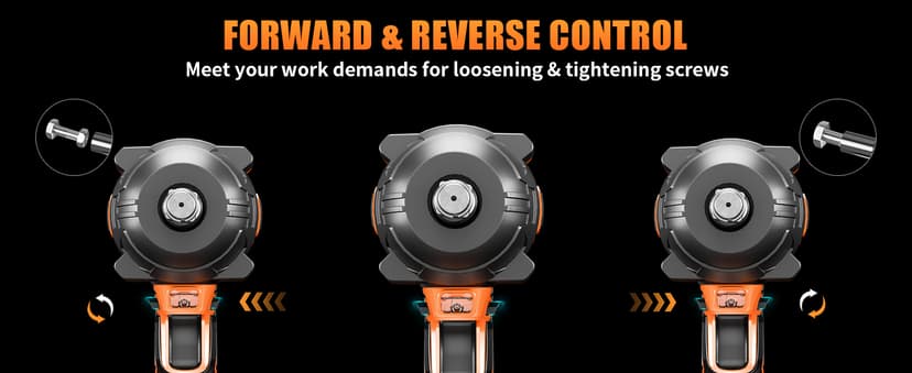 Cordless Impact Wrench, 900Ft-lbs (1200N.m) 1/2" Brushless Impact Gun, 21V High Torque Power Impact Driver, 2x4.0Ah Batteries Electric Impact Motor Variable Speeds for Family Car/Pickup Truck/Mower