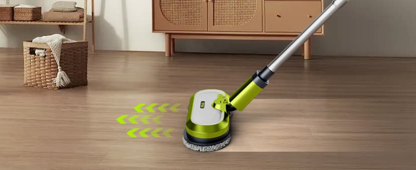 Cordless Electric Mop, Electric Spin Mop with LED Headlight and Water Spray, Up to 60 mins Powerful Floor Cleaner with 300ml Water Tank & Detachable Battery, Super Quiet Cleaning & Waxing