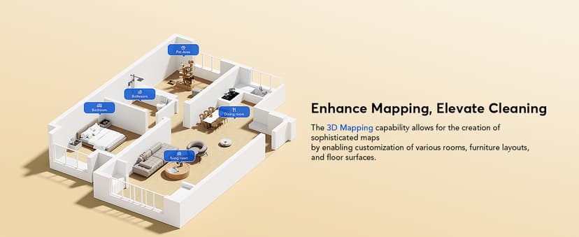 D20S Max+ Robot Vacuum and Mop, Specifically Handling Pet Hair Design, 6000Pa Max Suction, with Self-Empty Dock, 10 Weeks Hands-Free Cleaning, PreciSense LiDAR Navigation, App & Voice Control