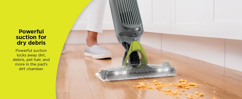 Shark VACMOP Pro Cordless Hard Floor Cleaner, Vacuum and Spray Mop, Powerful Suction, Lightweight, LED Headlights, Includes 4 Disposable Pads, 12oz Multi-surface Cleaning Solution, Gray, VM252