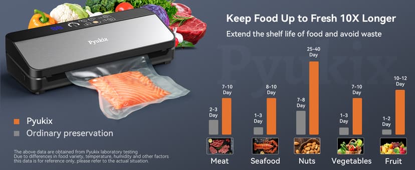 Vacuum Sealer Machine, Food Sealer Machine 80KPA Automatic 8-IN-1 for Food Saving Dry/Moist Mode with Build-in Cutter&Storage, Digital Countdown, Air Suction Hose, 2 Roll-Bags, 11 Vacuum Bags