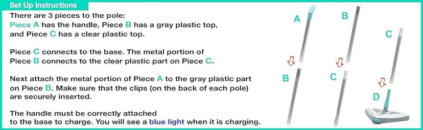 Zippi Sweeper Pro - 2025 New and Improved Lightweight Sweeper, Perfect for Short Carpet Hardwood and Tile, Triangular Design Allows for Sweeping in Corners, LED Light, 1 Hr Cleaning Time