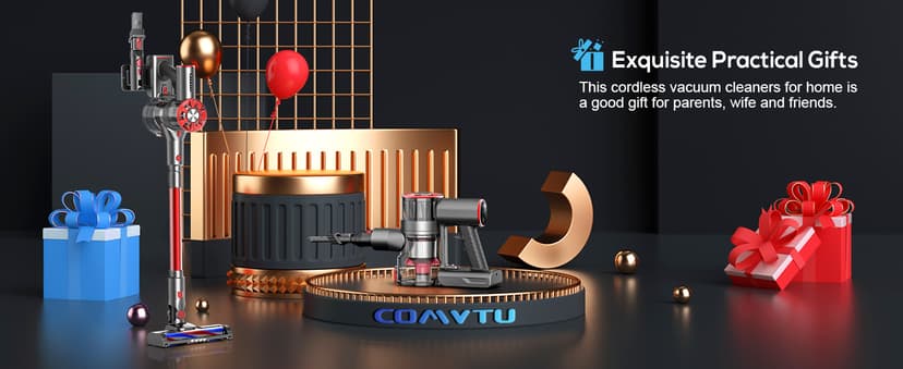 Cordless Vacuum Cleaner Rechargeable with 2600mAh Detachable Battery, Powerful Vacuums with 2 Adjustable Modes, Lightweight Portable Stick Vacuum for Home (Red Black)