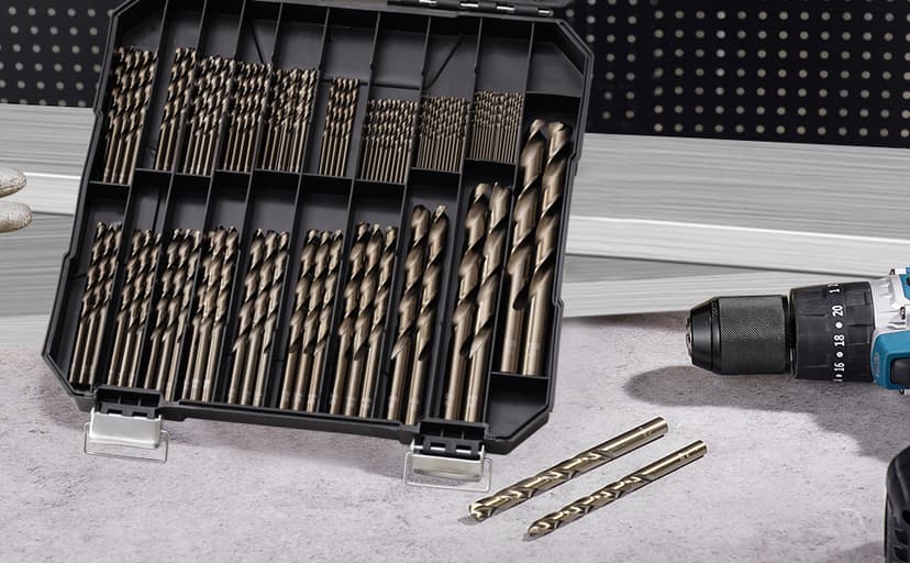 Cobalt Drill Bit Set for Hardened Metal and Stainless Steel, 99Pcs M35 High Speed Steel Twist Jobber Metal Drill Bits 1/16"-3/8", with Plastic Index Storage Case