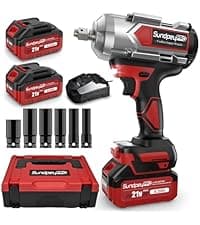 Cordless Impact Wrench 1600Ft-lbs - 2100N·m High Torque Impact Gun with 2 * 4.0Ah Battery - 3/4 Inch Brushless Impact Driver with 3/4" to 1/2" Adapter & 5 Sockets & Case for Car Truck Home