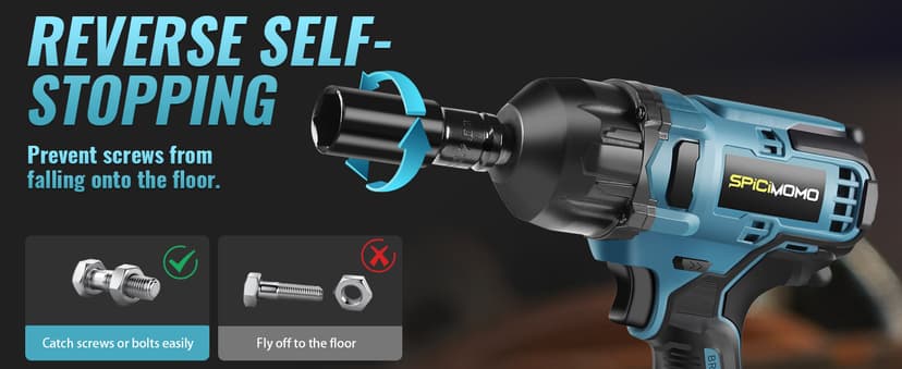 1/2 inch Cordless Impact Wrench - 1200N.m High Torque Heavy Duty Impact Gun with 2x 4.0Ah Batteries, 21V Powerful Impact Driver/Drill for Tough Auto Repair and Construction Tasks