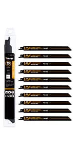 TOLESA 12 Pack CR-V Sawzall Pruning Blades 6 Inch+9 Inch for Tree Branch Root Wood Cutting, Reciprocating Saw Blade for Professional, DIYer, Gardener(Christmas Gift)