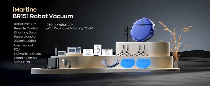 Robot Vacuum and Mop Combo, 2 in 1 Robot Vacuums Cleaner with WiFi/App, Robotic Vacuum with Strong Suction, Schedule, Self-Charging, Slim, Quiet, Ideal for Hard Floor, Pet Hair, Low Pile Carpet