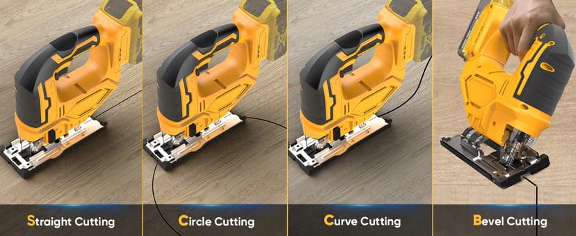 Jig saw compatible with Dewalt 20V Battery (Battery not Included) Cordless Jigsaw with LED Work Light, 0°- 45° Bevel Cuts, 3 Orbital Settings for Straight/Curve/Bevel/Circle Cutting