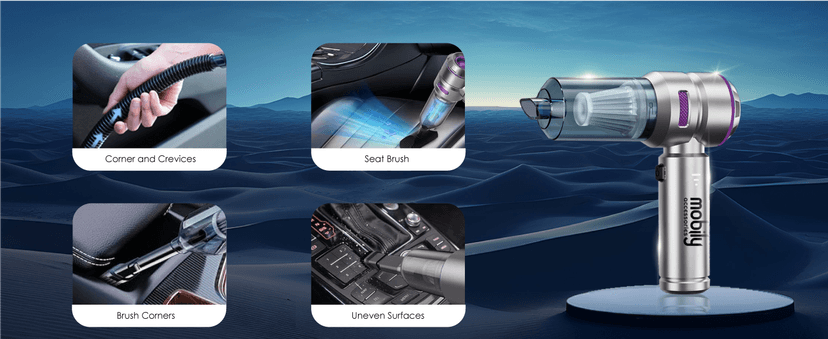 【2025 Upgraded】 Handheld Vacuum Cordless, Car & Home Cleaner with Brushless Motor, Strong & Compressed Air Dusters with LED Light, Type C Port, Wireless Mini Portable Hand Blower