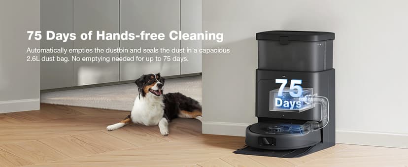 ECOVACS DEEBOT N30 Omni Robot Vacuum and Mop, 10000Pa Suction, TruEdge Adaptive Edge Mopping, ZeroTangle 2.0 Technology, Hot Air-Drying, Self-Emptying, Auto-Lift Mopping, Obstacle Avoidance