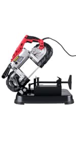 VEVOR Portable Band Saw, 110V Removable Alloy Steel Base Corded Band Saw, 5 Inch Cutting Capacity Hand held Band Saw,Variable Speed Portable Bandsaw, 10Amp Motor Deep Cut Band saw for Metal Wood