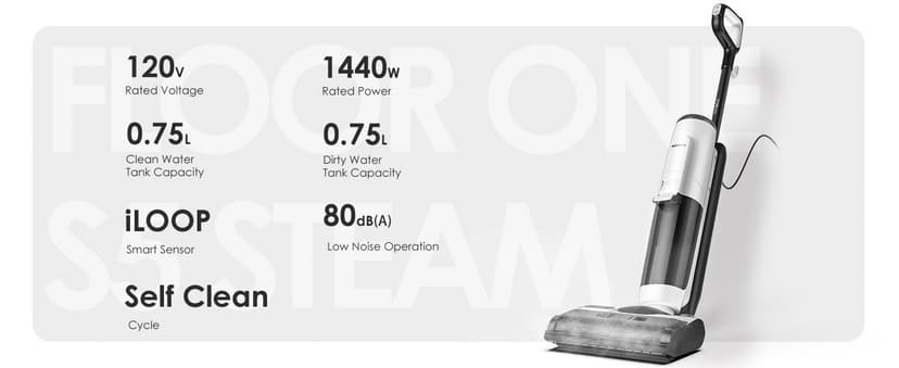 Tineco Floor ONE S5 Steam Corded Wet Dry Vacuum All-in-one, Hardwood Floor Cleaner Great for Sticky Messes, Smart Steam Mop for Hard Floors with Digital Display and Long Run Time