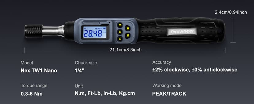 GROWNEER Digital Torque Screwdriver, 2.66-53.1 In-lbs/0.3-6 Nm, 1/4'' Drive Inch Pound Torque Screwdriver Electrician with Buzzer & LED Indicator, 27 In 1 Torque Wrench Screwdriver Set