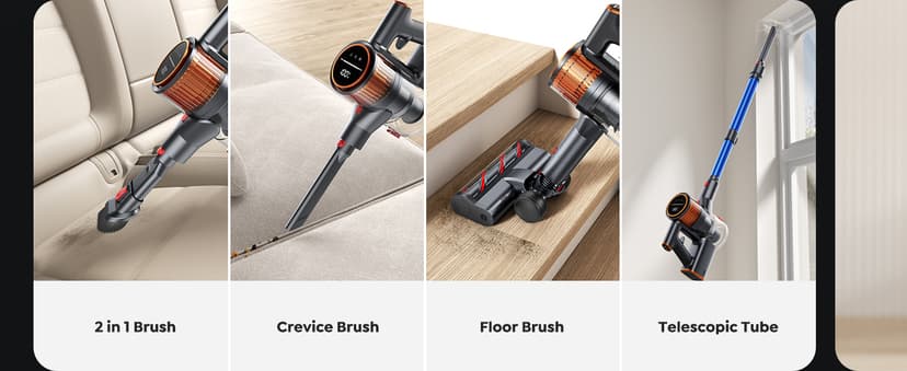 Cordless Vacuum Cleaner, 45Kpa 550W 60Mins Vacuum Cleaners for Home, Stick Vacuum Cordless Rechargeable, Wall Mount Charging, Self-Standing, Household Vacuum for Pet Hair/Carpet/Hardwood Floor(X9)