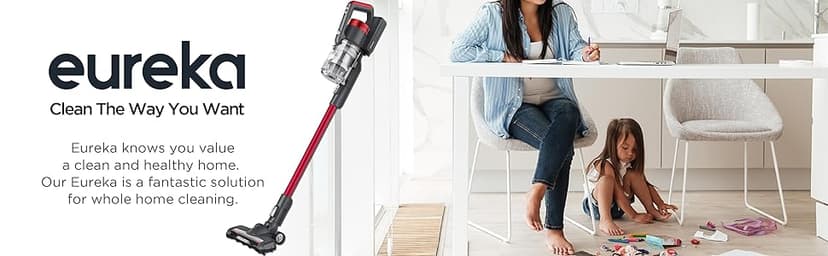 Eureka Lightweight Cordless Stick Vacuum Cleaner Convenient for Hard Floors, Rechargeable Handheld Vacuum Cleaner Portable with Powerful Motor Efficient Suction, RapidClean Pro NEC186, Rose Red