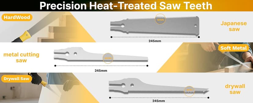 GARTOL Miter Box and Saw Set, 4-Piece Japanese Hand Saw for Wood Cutting, Woodworking Tools for Precise Miter and Bevel Cuts with 3 Replaceable Blades for DIY, Crafting, Furniture Making & Carpentry