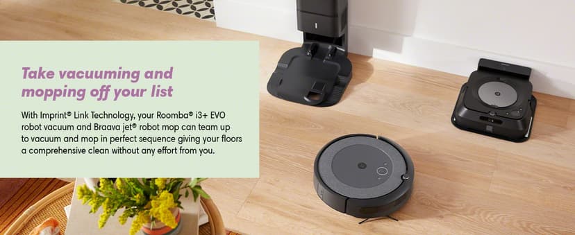 iRobot Roomba i3+ EVO (3550) Robot Vacuum and Braava Jet m6 (6113) Robot Mop Bundle - Wi-Fi Connected, Smart Mapping, Works with Alexa, Precision Jet Spray, Corners & Edges, Ideal for Multiple Rooms