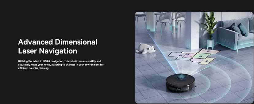 Robot Vacuum and Mop Combo, LiDAR Navigation with Ultra Slim Design, Smart Mapping Robotic Vacuum Cleaner, 9000Pa Suction, Customizable Cleaning for Pet Hair, Carpets, and Hard Floors