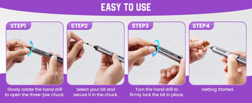 AM ARROWMAX Mini Drill Pen, 5-Speed, LED Lights, OLED Display, Aluminium Box, Resin Drill Set With 10 Small Bits, 3/32-Inch Shank, For Jewelry Making, Wood, Plastic