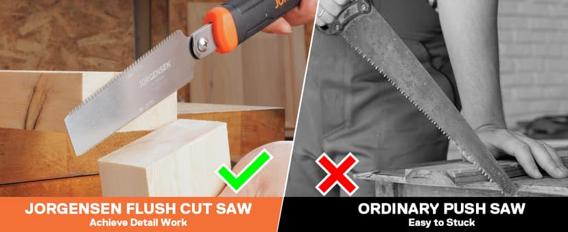 JORGENSEN Japanese Flush Cut Saw, 5 Inch Pro Double Edge Pull Saw, SK5 Flexible Blade Wood Handsaw, 18/25 TPI Blade with Soft Grip Handle for Hardwood & Softwood Woodworking, Wood Trim