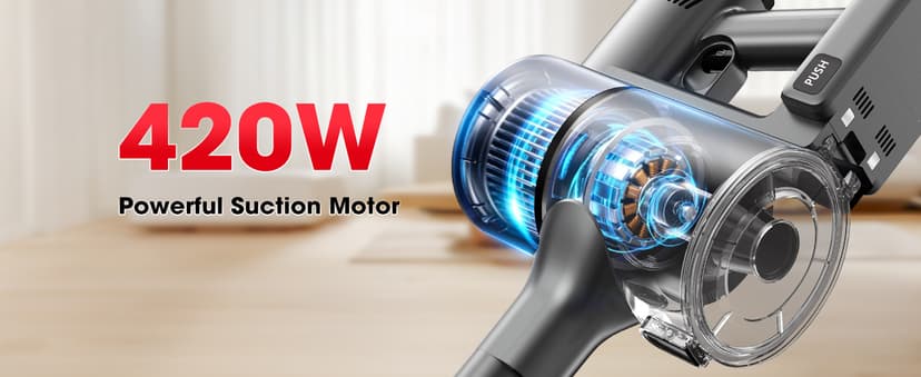 Cordless Vacuum Cleaners for Home, G26 Vacuum Cleaner, 45KPA Powerful Suction, Up to 60 Minutes, Tangle-Resistant, Rechargeable Stick Vac with Wall Mount for Pet Hair, Hardwood Floors