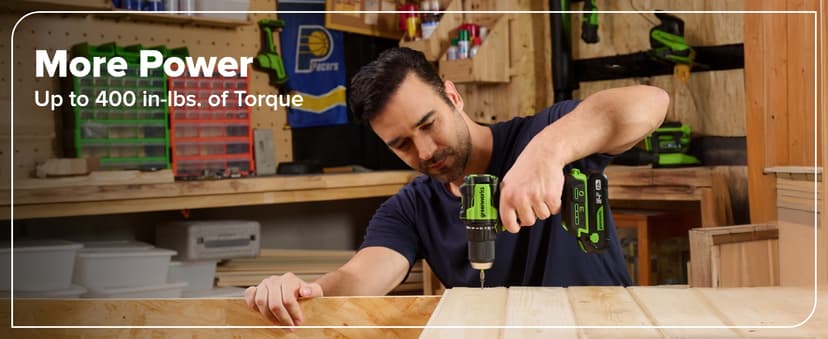 Greenworks 24V Cordless Brushless 400 in-lbs Drill/Driver+1950 in-lbs Impact Driver Combo,High Torque, Lightweight, (2) 2.0Ah USB-C Batteries(12,000mAh Power Bank) and 65W USB-C Fast Charger(3-Port)