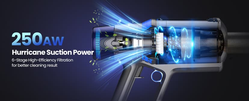 V25 Cordless Vacuum Cleaner, 680W 60Kpa Powerful Stick Vacuum with Dust Sensor, Digital Display, 4000mAh Rechargeable Battery up to 60Mins, Versatile for Pet Hair, Floor, Carpet (Sapphire)