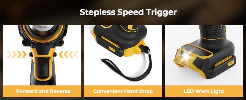 Cordless Hammer Drill Compatible with Dewalt 20V MAX Battery(No Battery)20V Brushless Drill, 1/2" Cordless Drill for Concrete with Variable Speed for Home Improvement, Woodworking, Metal