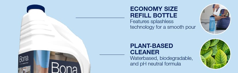 Bona Hardwood Floor Cleaner Refill - 128 fl oz - Unscented - Refill for Bona Spray Mops and Spray Bottles - Residue-Free Floor Cleaning Solution for Wood Floors