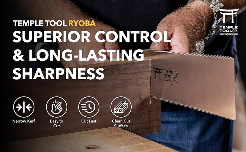 Japanese Pull Saw - 9.5 Ryoba Hand Saw with Rip-cut and Crosscut - Wood Saw for Dovetails, Tenons, Joinery, Cutting Boards to Length & Width- Temple Tool Co.