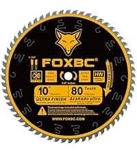 FOXBC 10 Inch Saw Blade 90-Teeth Ultimate Polished Finish Saw Blade for Wood, 5/8-Inch Arbor