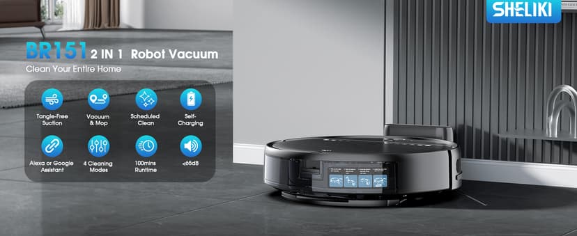 Robot Vacuum and Mop, 2-in-1 Robotic Vacuums Cleaner with Smart Max Strong Suction, WiFi/App/Alexa Voice Control, Obstacle Avoidance, for Pet Hair, Carpets and More