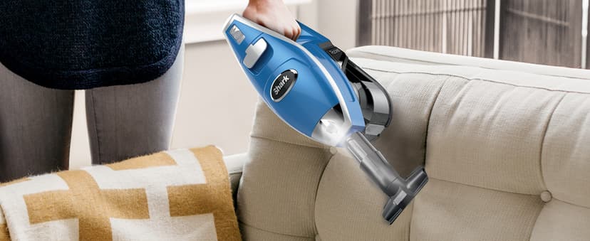 Shark HV343AMZ Rocket Corded Stick Vacuum with Self-Cleaning Brushroll, Lightweight & Maneuverable, Perfect for Pet Hair Pickup, Converts to a Hand Vacuum, Crevice Upholstery Tools, Blue/Silver